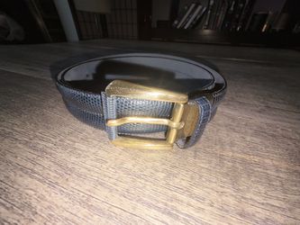 Dark Blue Reptile Texture Leather Belt