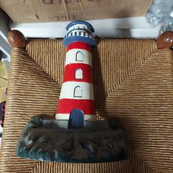 Vintage Cast Iron Lighthouse Doorstop