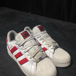 White/red Adidas Superstars Men’s 10.5 