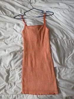 Wilfred orange and white checkered dress