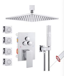Vanfoxle Chrome Shower System, 10” Rain Shower Head, 4 Body Jets & 2-in-1 Handheld
