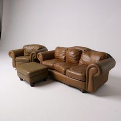 Leather Sofa Set W/ottoamn