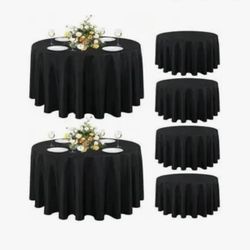 6 Pack Round Tablecloth 90 Inch 229 cm Black Stain And Wrinkle Resistant Table Cloth Washable Polyester Table Cover For Dining Tables Buffet