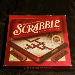 $40 Vintage 1999 Scrabble Deluxe Ed. feat Rotating Turntable Base Milton Bradley/Hasbro Great Condition!