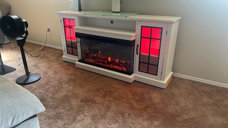 White Electric Fireplace TV Stand
