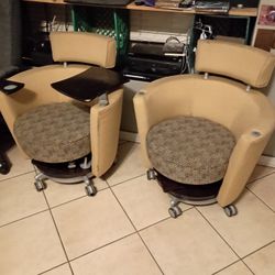 Rolling Chairs With Desk N Drink Holder $20 Each Or All Six For $100