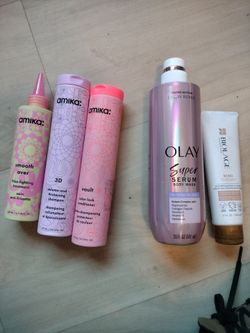 Amika Haircare, Olay Bodywash, Biolage Leave in Conditioner