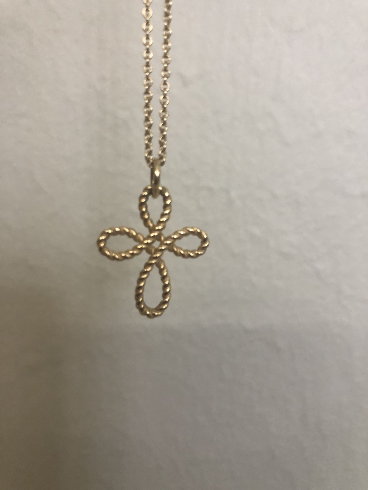 James Avery solid gold infinity cross necklace and matching chain