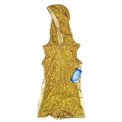 Double Platinum Child L Gold Sequin Shorty Unitard Hooded Dance Costume N7315C
