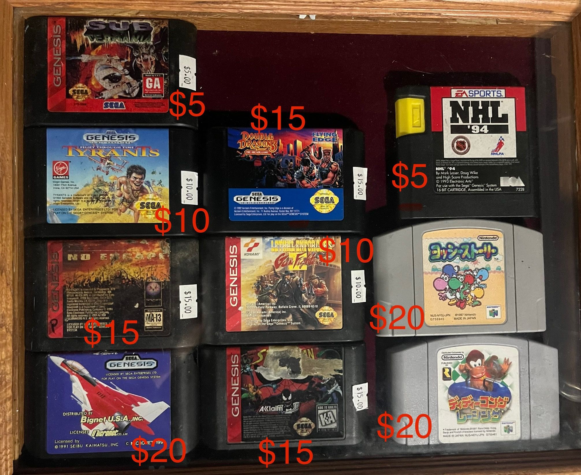 Sega Genesis Games - Prices Marked In Picture 