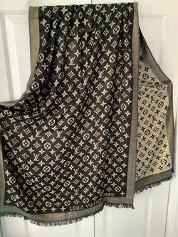 Louis Vuitton silk monographed shawl.
