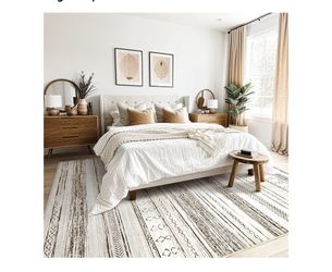 Tortania Area Rug Living Room Rugs - 6x9 Washable Large Soft Neutral Boho Moroccan Bohemian