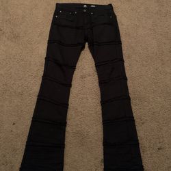 Black Denim Stacked Joggers