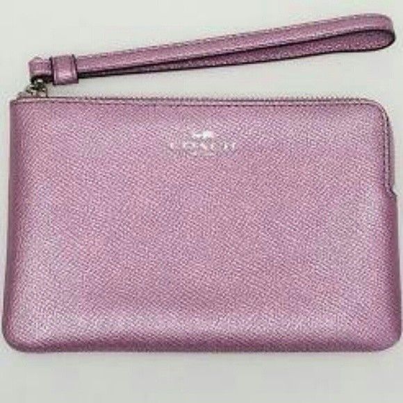 NWT COACH Leather Wristlet ~ Metallic Lilac~F21070