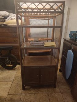 Two Beautiful Wooden Shelves With Storage Underneath