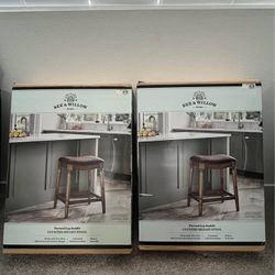 2 Bed & Willow Brown Backless Counter Stools