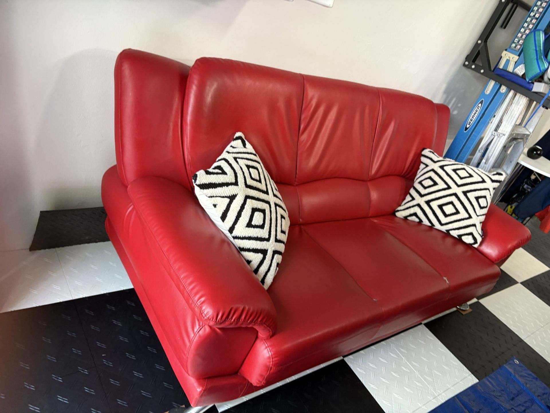 Red Leather Sofa