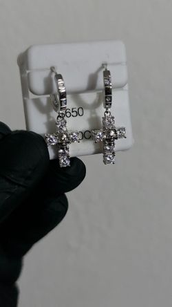 2.00ctw Moissanite Cross Huggie Earrings, 925
