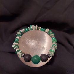 Emerald, Qinghai Jade, Hematite Crystal Bracelet 