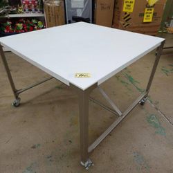 34″ Tall White Industrial Square Work Bench Store Display Table