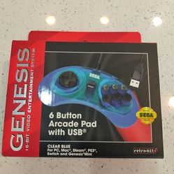 Brand new blue Sega Genesis controller for PC
