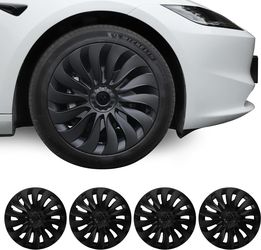 2024 2025 Tesla Model 3 Wheel Cover 18 Inch Hubcaps Hub Caps OEM Rim Protector Replacement Matte Black Model 3 Highland Accessories Set of 4