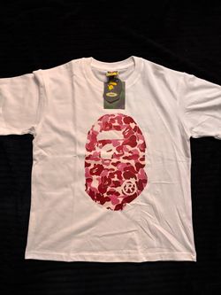 BAPE Ape Head Camo Graphic T-Shirt White size small/Pink
