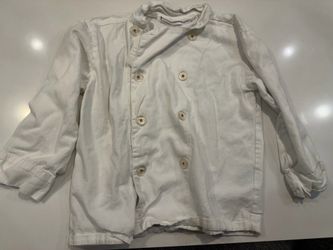 Williams Sonoma Kids White Double-Breasted Coat with Star-Button Small