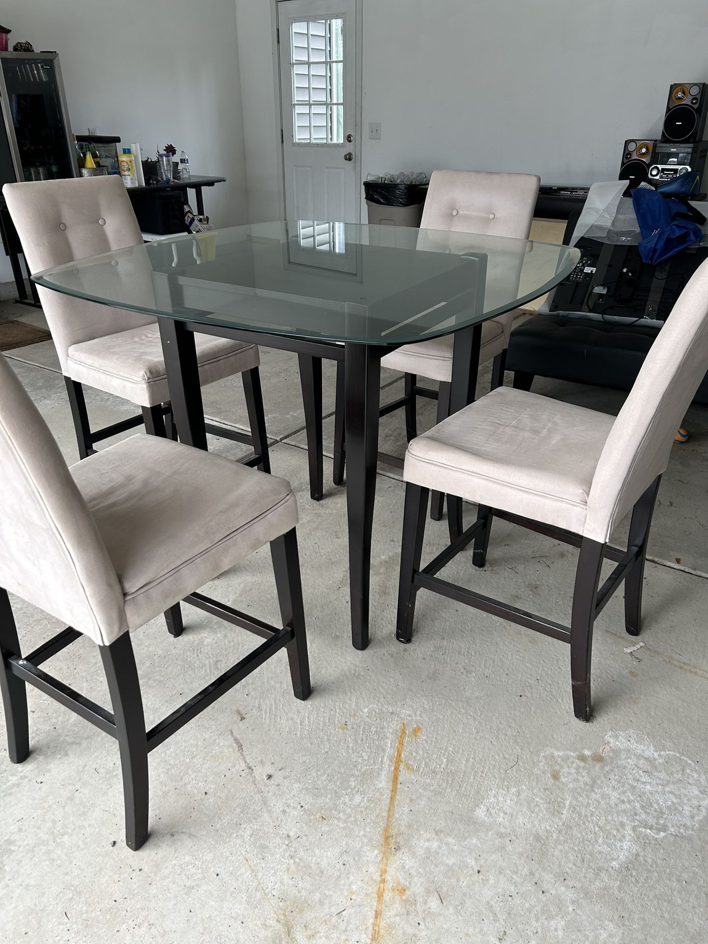 4 Seat Glass Table Top Dining Set 