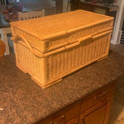 Vintage Rare Wicker & Bamboo Small Chest 30 Length Width16 Height 15