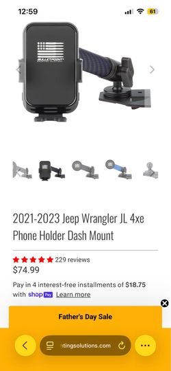 Bulletpoint Phone Mount – Jeep Wrangler 4xe (2021–2023)