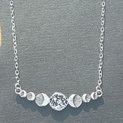 Sterling Silver Moon Phases Necklace. 