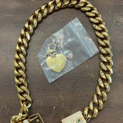 Dog Collar Chain With Shiny Diamonds 