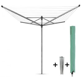 Brabantia Lift-o-matic 60m Rotary Dryer with Ground Spike and Cover 45mm - Metallic Grey, Grey