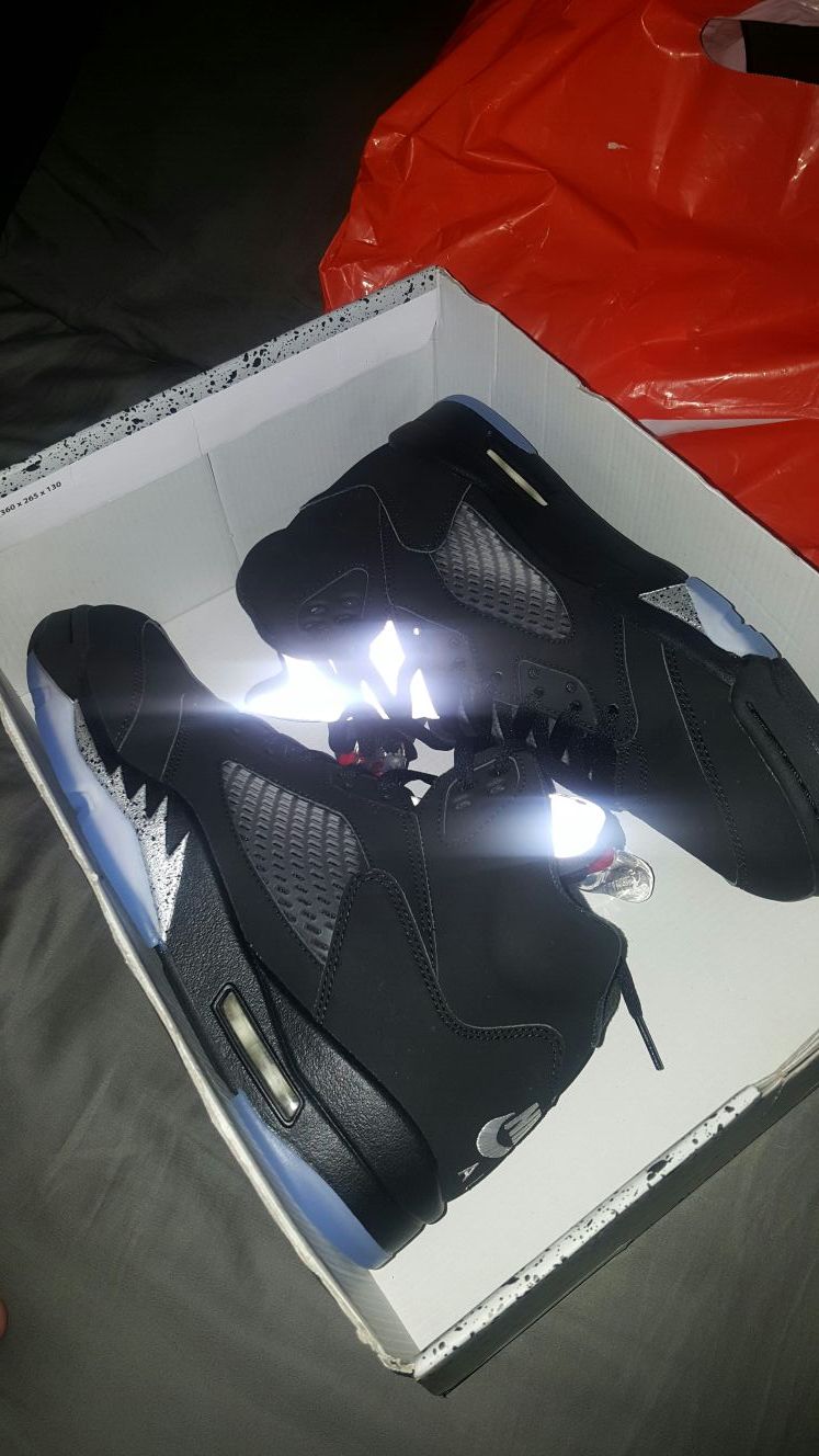 Black and Metallic Silver Jordan 5's. Brand New!