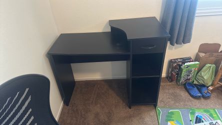 Black particle board desk