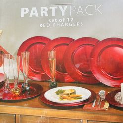 Plates Red Set Of 12