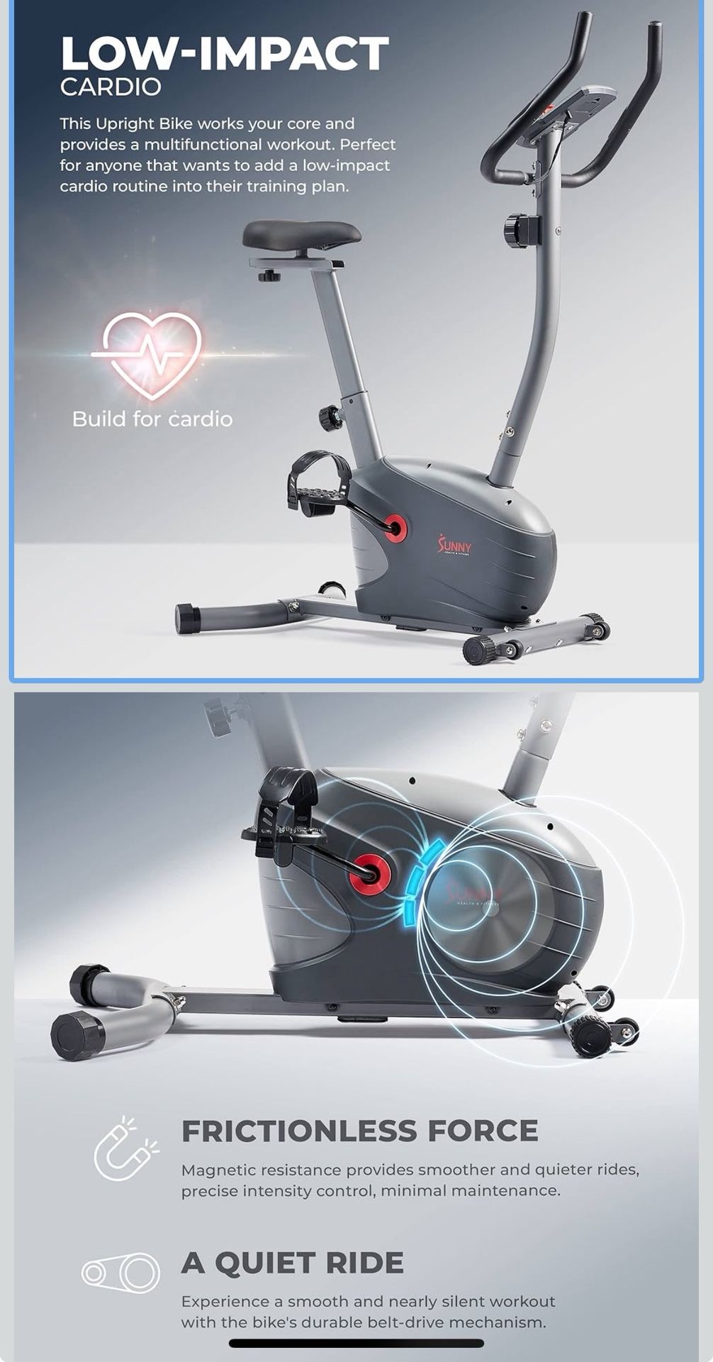 Sunny Health & Fitness Excise Bike Elliptical Machine