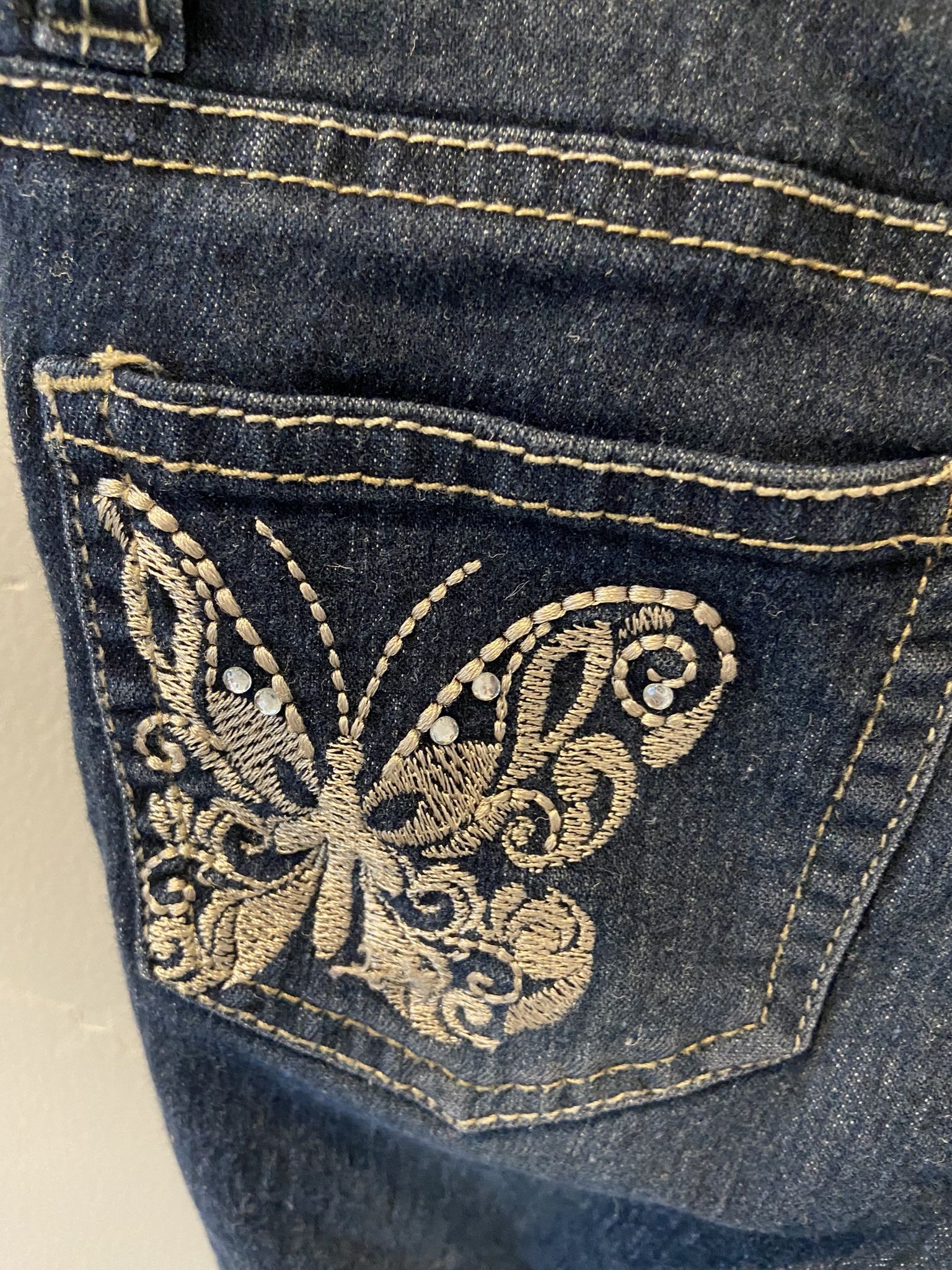 Girls Size 6 Butterfly Embroidered Jeans