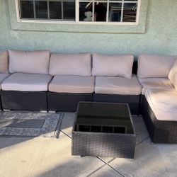 Outdoor Patio Sectional Sofa Set + Table