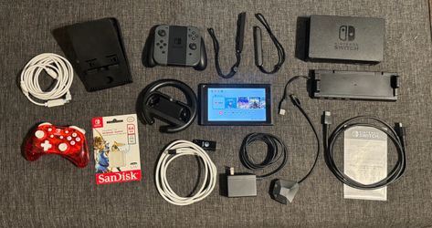 Nintendo Switch with Gray Joy-Cons, PC monitor & accessories!!
