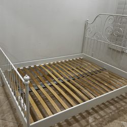 IKEA queen metal bed frame with slats