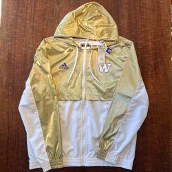 Washington Adidas White And Gold Huskeys Windbreaker