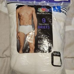 Fruit Of The Loom 9pcs Tag Free Full Cut L White Briefs