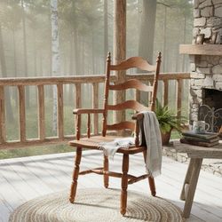 ✨ Vintage Timeless Classic Solid Oak Ladderback Shaker Style Armchair ✨ Cabin Cottage Boho Eclectic Grand Millennial Victorian 

​