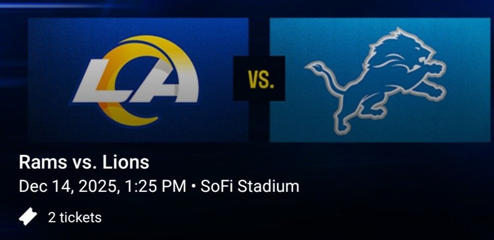 Rams VS Lions @Sofi Stadium On 12.14.25