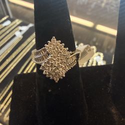 14KT Gold Ring W/ Natural Cluster Diamonds 43339-1