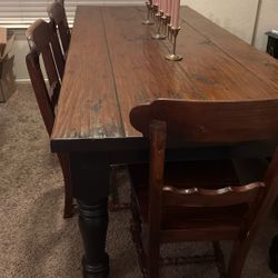 8ft. Dining Table With Bench, 4chairs & 2 Arm Chairs