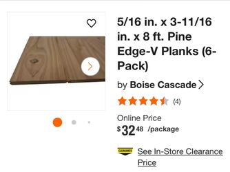 5/16 in. x 3-11/16 in. x 8 ft. Pine Edge-V Planks (6-Pack).