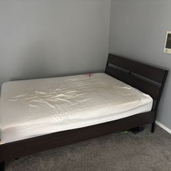 queen bed frame + office glass desk